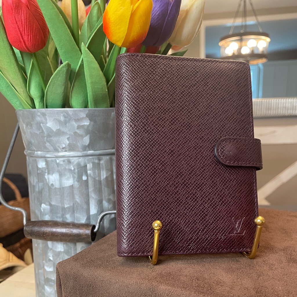 Louis Vuitton Brownish Burgundy Taiga Leather Agenda Pm